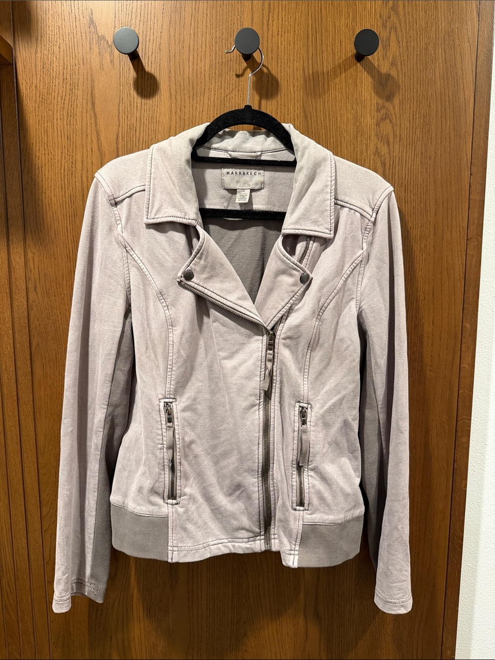 Lavender-Gray Women’s Suede Moto Jacket